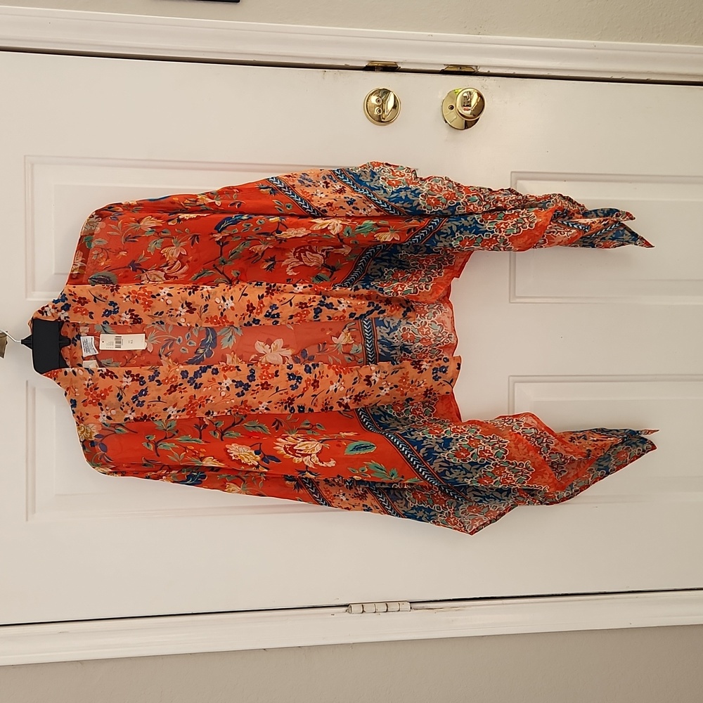 NWT - Anthropologie Orange Floral Wrap